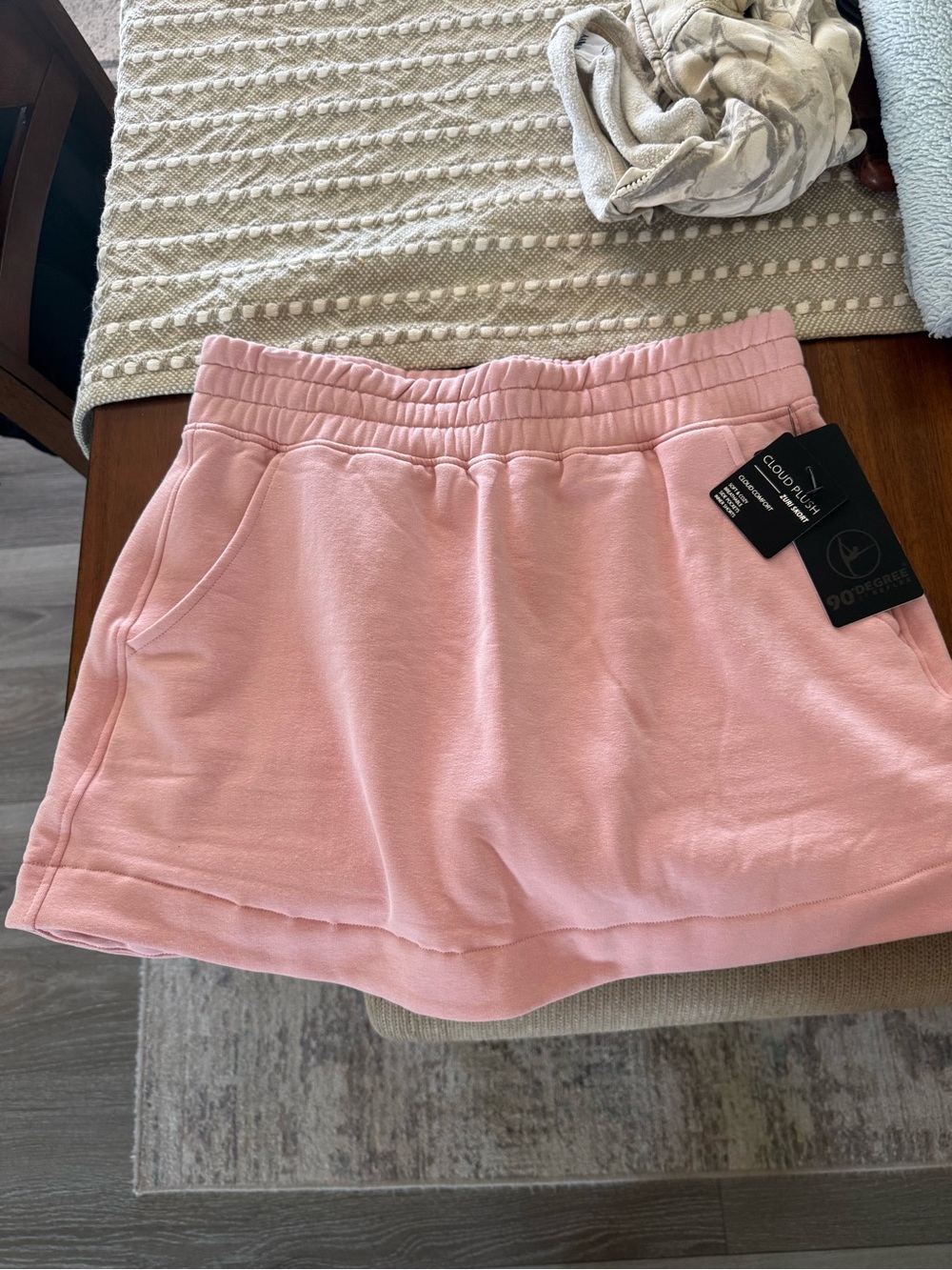 90 Degree By Reflex Light Pink Terry Skort with Pockets
